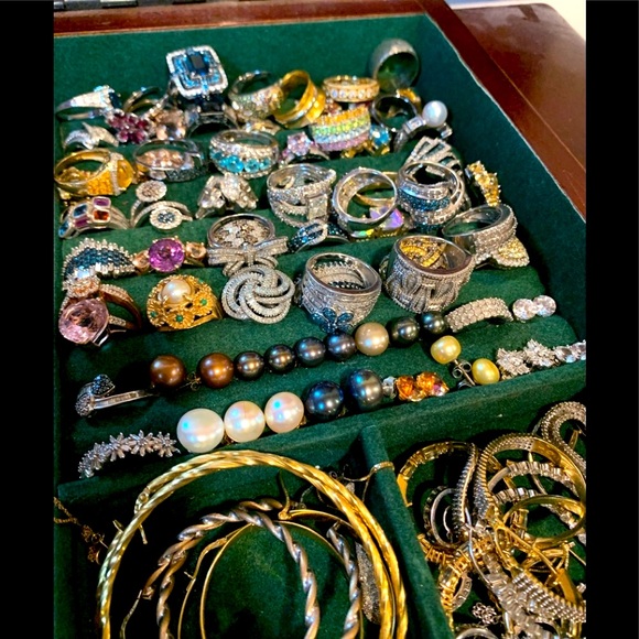 Multi colored diamond ring in rhodium plated silver - Picture 7 of 7